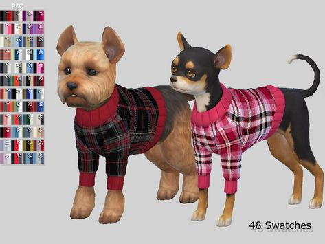 Here is another Awesome Item for your PETS that I wanted to add but did not get a chance...I know its been out there for a while...Created BY: Pinkzombiecupcakes! Sims 4 Pet Clothes, Sims 4 Pets Mod, Pet Clothes Patterns, Christmas Pet Clothes, Los Sims 4 Mods, Sims Pets, Small Dog Sweaters, Small Dog Clothes, Sims 4 Cc Packs