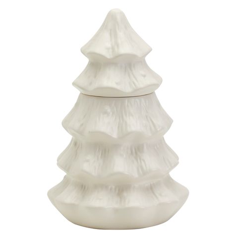 Cookie Jars White Cookie, Ceramic Tree, Classic Christmas Tree, Tree Cookies, Christmas Tree Cookies, White Table Top, Green Christmas Tree, White Christmas Tree, Textured Design