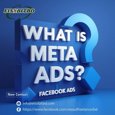 🔥 What is Meta Ads (Facebook Ads)? A Simple Guide for Beginners!

Meta Ads, previously known as Facebook Ads, are powerful tools that help businesses reach the right audience on Facebook, Instagram, Messenger, and more. With Meta Ads, you can target specific people based on their interests, location, and behavior, ensuring your ads get in front of potential customers.
Want to grow your business with Meta Ads? Start today and watch your brand reach new heights! 🚀

https://www.linkedin.com/in/r... Meta Ads, Facebook Ads, Start Today, Grow Your Business, Growing Your Business, To Grow, Target, Tools, Instagram