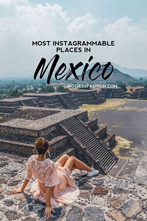 If you’re trekking down to Mexico, here are my top Instagram hot spots in Mexico City and Oaxaca. // Notjessfashion.com Mexico City Photo Ideas, Teotihuacan Outfit, Mexico Photoshoot, Places In Mexico, Cancun Travel, Travel To Mexico, Spring Break Pictures, Mexico City Travel, Mexico Fashion