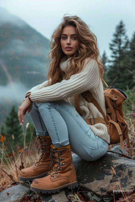 Spring Hiking Outfits: Elevate Your Trail Style This Season - Puqqu Girly Hiking Outfit, Hiking Style Women, Spring Hiking Outfits, Wander Outfit, Hiking Attire, Winter Hiking Boots, Cute Hiking Outfit, Hiking Style, Hiking Boots Outfit