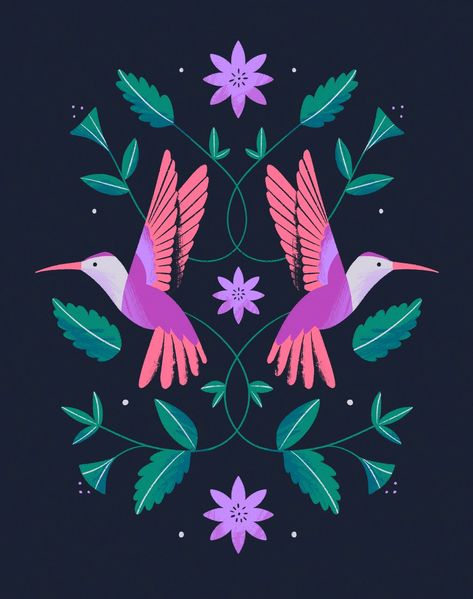 Hummingbird by Irene Neyman on Dribbble Hummingbird Illustration Design, Drawing Hummingbirds, Hummingbird Graphic, Hummingbird Illustration, Commercial Illustration, الفن الرقمي, Hummingbird Art, Print Design Art, Academic Art