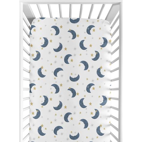 Moon Bear Collection Sweet Jojo Designs crib sheets are a stylish upgrade to your baby nursery or toddler bedroom and sure to be your favorite newborn essential. Using lightweight and durable material, this crib mattress sheet is made with soft fabrics and fully elastic bottom for a secure fit on most standard crib size and toddler beds. Don’t forget to buy extras! It’s always good to have multiple baby bedding sheets to use in between laundry wash days and easily change in case of emergencies. Galaxy Nursery, Moon Stars Nursery, Night Nursery, Moon Bear, Space Themed Nursery, Moon Nursery, Baby Sheets, Portable Crib, Mini Crib Sheets