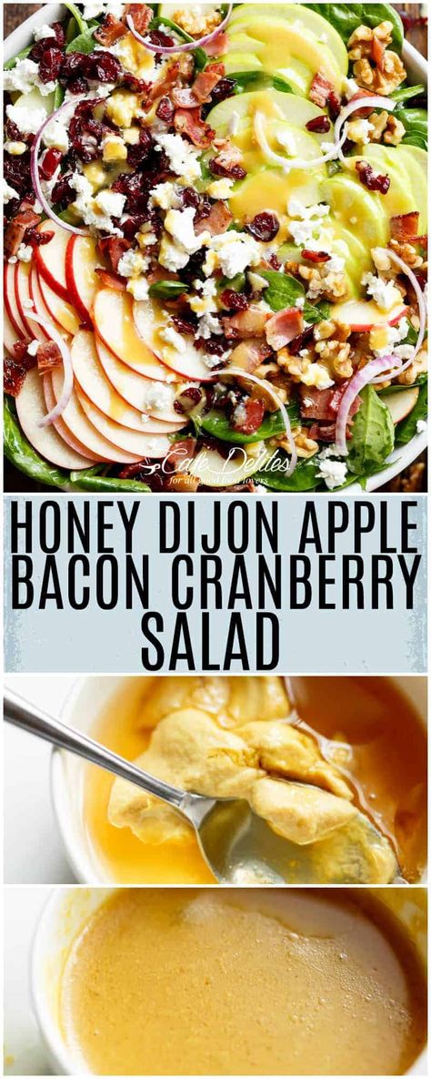 Cranberry Salad, Honey Dijon, Bacon Salad, Autumn Salad, Best Salad Recipes, Salad Ideas, Apple Salad, Salad Side Dishes, Dinner Salads