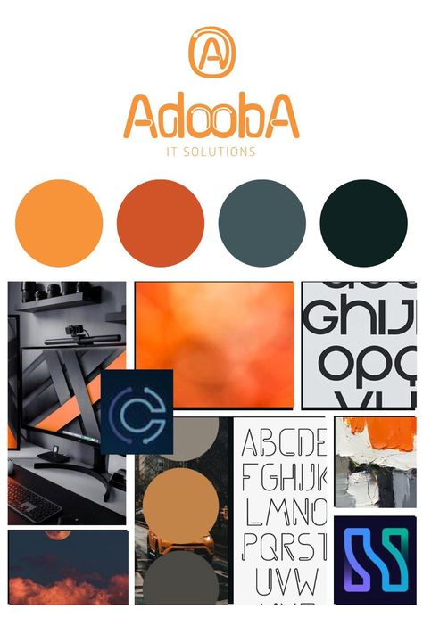 IT Company Moodboard | IT Company Brand Identity | Beier Branding | This IT company wanted a modern and vibrant moodboard, so we created a custom one for Adooba. Find it company moodboard, company moodboard inspiration boards, moodboard for company, and moodboard company mood boards. Book Shelby as your logo designer at beierbranding.com Moodboard Branding Visual Identity, Moodboard Aesthetic Dark, Aesthetic Fashion Moodboard, Moodboard Aesthetic Fashion, Moodboard Branding, Moodboard Png, Logo Suite, Moodboard Design, Corporate Id