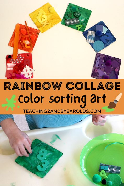 Color Collage Preschool, Collage Preschool, Color Sorting Preschool, Preschool Displays, Art For Classroom, Rainbow Collage, Preschool Color Activities, Toddler Projects, Colors Printable