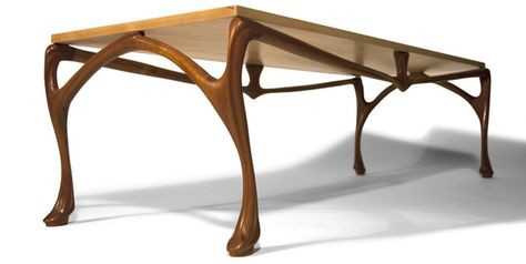 Coffee Table by Josh Finkle, via Behance Art Nouveau Coffee Table, Arts And Crafts Coffee Table, Art Nouveau Dining Table, Art Neuvo, Art Nouveau Table, Tall Unit, Hector Guimard, Nouveau Furniture, Carnegie Mellon University