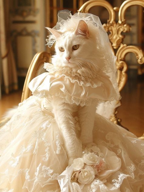 Princess Wedding Dress For Cat Check more at https://www.yopacat.com/product/princess-wedding-dress-for-cat/ Cat Wedding Dress, Cat In Wedding Dress, Cats In Dresses, Cat In Dress, Cat Mansion, Cat Princess, Kitten Dress, Cat Dress, Cat Wedding