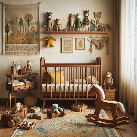 Baby Boy Toddler Room, Antique Nursery Decor, Western Baby Nurseries, Vintage Baby Rooms, Nursery Set Up, Cottagecore Nursery, Microsoft Copilot, Vintage Baby Nursery, Cottage Nursery