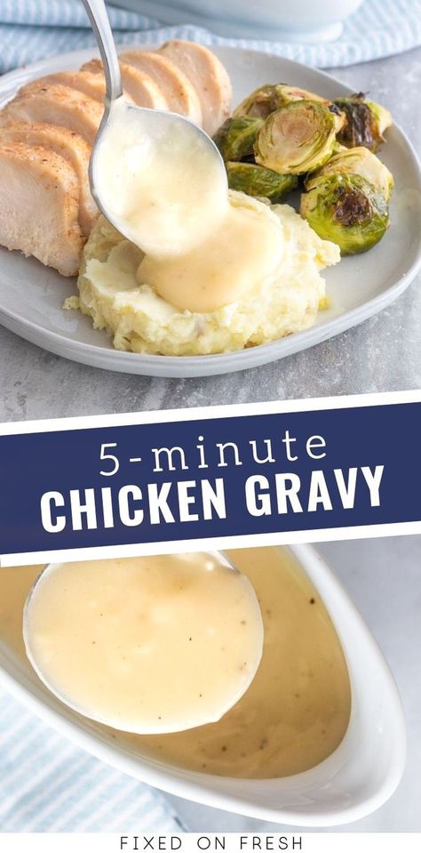 Chicken Broth Gravy Easy, How To Make Chicken Gravy From Broth, Gravy With Chicken Stock, Quick Easy Gravy, Chicken Gravy Better Than Boullion, Chicken Dripping Gravy, Easy Chicken Gravy From Broth, Chicken Gravy From Chicken Broth, Homemade Gravy For Chicken