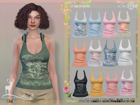 Sims Tank Top, Ts4 Cc Tops, Dansimsfantasy Cc, Sim4 Cc, Cc Top, Cc Packs, Sims 4 Tsr, Sims 4 Family, The Sims 4 Pc