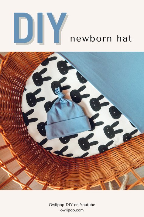 Newborn Beanie Pattern Sewing, Knot Baby Hat Pattern Free, Knotted Beanie Pattern, Newborn Hat Sewing Pattern, Top Knot Baby Hat Pattern, Baby Hat Diy, Baby Hat Sewing Pattern, Baby Hat Free Pattern, Newborn Boy Hats