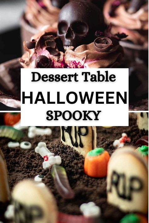 Looking for the BEST easy Halloween dessert table ideas for your kids' Halloween fest? Try these recipes which range from halloween desserts cupcake to easy cookies. halloween party treats / dessert halloween / halloween food treats Halloween Sweets Table, Desserts For Halloween Party, Mini Halloween Desserts, Halloween Desserts For Adults, Halloween Dessert Display, Halloween Dessert Table Ideas, Halloween Dessert Cupcakes, Halloween Food Display, Dessert Table Recipes