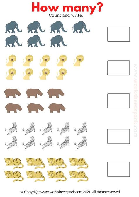 Free counting worksheets PDF. Wild Animal Worksheets Kindergarten, Wild Animals Kindergarten Activities, Wild Animals Worksheets For Kindergarten, Wild Animals For Preschool, Count And Write Worksheets 1 To 10, Wild Animals Kindergarten, Wild Animals Activities Preschool, Wild Animals Activities For Kids, Animal Groups Activities