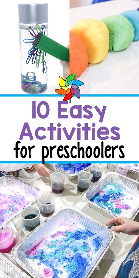 This list of 10 Preschool Activities will help you plan fun, simple, entertaining, and inexpensive ways to keep your children learning, playing, exploring, and imagining at home. The best part is, you probably already have most, or all, of these supplies at home. #preschoolactivities #homeschool Easy Preschool Activities, Preschool Supplies, Preschool Activities At Home, Homeschool Preschool Activities, Diy Preschool, Homeschool Crafts, Activities For Preschoolers, Pre K Activities, Daycare Activities