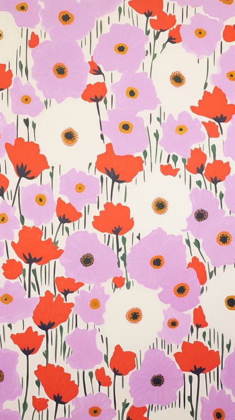 Poppies Background, Iphone Wallpaper Illustration, Floral Iphone Wallpaper, Floral Pattern Illustration, Blossoming Flower, Poppy Wallpaper, Anemone Flowers, Flower Line Art, Bow Wallpaper