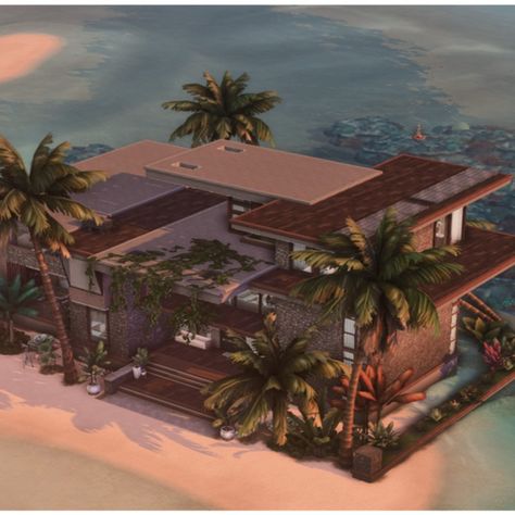 link in bio Beach Modern House, Hawaiian House, Sunset Valley, Sims 4 Build, Beach Collection, Idea Board, Sims 4 Houses, Bloxburg House, Friend Photoshoot