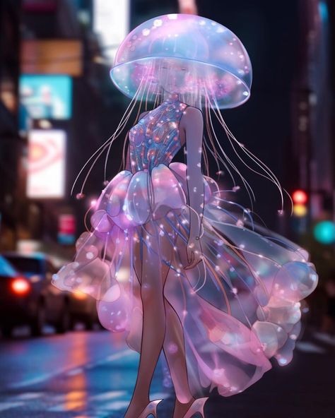 Sea Creature Costume, Jellyfish Costume, Fish Costume, Girl Cool, Hair Anime, Fashion Illustration Dresses, Hair Red, Name Generator, Fantasias Halloween