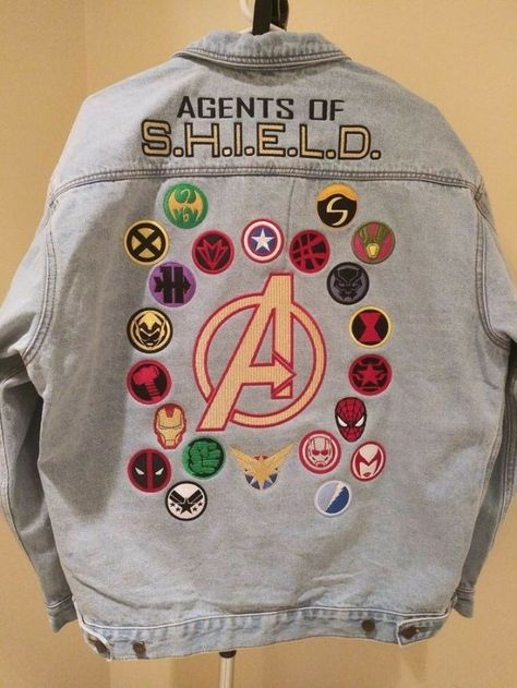 Marvel Jewelry, Marvel Fashion, Marvel Clothes, Addicted Series, A Jacket, Painted Clothes, Embroidered Denim, Disney Outfits, Looks Vintage