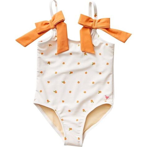 Lulu Swimsuit, Ditsy Oranges - Pink Chicken Swim | Maisonette Toddler Girl Swimsuit, Orange Prints, Toddler Swimsuit, Best Pjs, Toddler Swimsuits, Relax Pants, Swimsuit Design, Swim Tankini, Boy Accessories