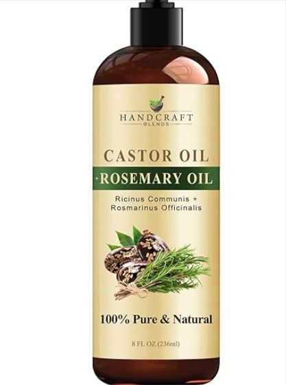 Handcraft Castor Oil with Rosemary Oil for Hair Growth, Eyelashes and Eyebrows - 100% Pure and Natural Carrier Oil, Hair Oil and Body Oil - Moisturizing Massage Oil for Aromatherapy - 8 fl. Oz Rosemary For Hair, Rosemary Oil For Hair Growth, Moisturizing Hair Oil, Natural Skin Moisturizer, Eyelashes And Eyebrows, Natural Hair Growth Oil, Castor Oil For Hair Growth, Rosemary Oil For Hair, Oil For Hair Growth