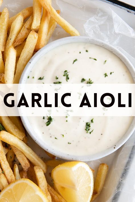 Garlic Aioli is a super flavorful sauce or dip that goes perfectly with all your favorite recipes like sandwiches, burgers, fries, fish, and so much more! Here I will show you how to make this super easy garlic aioli recipe using just a handful of super simple delicious ingredients. Aioli Recipe Easy, Easy Aioli, Aoili Recipe, Aioli Sauce Recipe, Garlic Aioli Sauce, Garlic Aioli Recipe, Aioli Sauce, Aioli Recipe, Clam Recipes