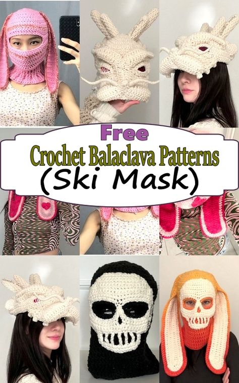 Mask Crochet Pattern Free, Crochet Skull Ski Mask, Crochet 3 Hole Ski Mask Free Pattern, Crochet Halloween Mask Free Pattern, Crochet Corn Ski Mask, Crochet Hat With Face Mask Free Pattern, Beginner Crochet Balaclava, Cute Balaclava Crochet, Baklava Crochet Pattern