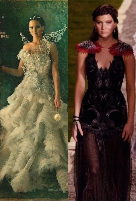 fashion. And I saw a pic or the wedding dress when it turns into a mockingjay! Katniss Capitol Party Dress, Hunger Games Costume Design, Hunger Games Inspired Outfits, Hunger Games Dress, Trish Summerville, Divergent Outfits, Hunger Games Capitol, Hunger Games Costume, Hunger Games Outfits