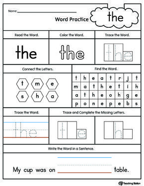 **FREE**Sight Word the Printable Worksheet. Practice sight word THE with this action pack printable worksheet. Your child will find, trace, and write the word THE in a sentence. Has Sight Word Worksheet, The Worksheets Sight Word, Said Pictures, Like Sight Word Worksheet, Sight Words The Worksheets, In Sight Word Worksheet, High Frequency Words Worksheets, Sight Word The Worksheet Free, Sight Word I Worksheet