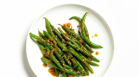 Green Beans with Miso Butter Recipe | Bon Appetit Traditional Thanksgiving Recipes, Miso Butter, Burger Meat, Cooking Green Beans, Green Bean Recipes, Idee Pasto Sano, Green Bean, Vegetable Sides, Butter Recipe