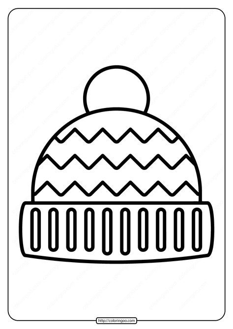 Winter Hat Template Free Printable, Snowman Hat Template, Hat Outline, Hat Coloring Page, Winter Hat Craft, Hat Printable, Coloring Template, Outline Template, Coloring Pages Winter