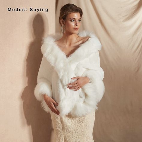 Cheap Wedding Jackets / Wrap, Buy Directly from China Suppliers:Ivory Wide Faux Fur Wedding Shrugs 2019 New Fashion Fur Bridal Shawls Formal Women Party Stole Warm Ups Wrap Wedding Accessories Enjoy ✓Free Shipping Worldwide! ✓Limited Time Sale ✓Easy Return. White Fur Cape, Navy Blue Quinceanera Dresses, Bridal Cape Winter, Bridal Shawls, Faux Fur Wedding, Wedding Jackets, Wedding Cloak, Formal Women, Bridal Fur