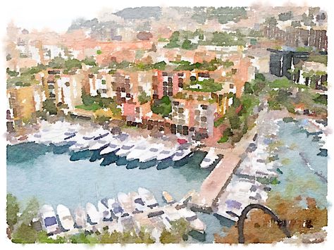 Monte Carlo, Monaco Monaco Painting, Monaco Drawing, Italy Paintings, Monte Carlo Monaco, Water Color Art, Italy Painting, Contour Drawing, Watercolour Art, Sketch Painting