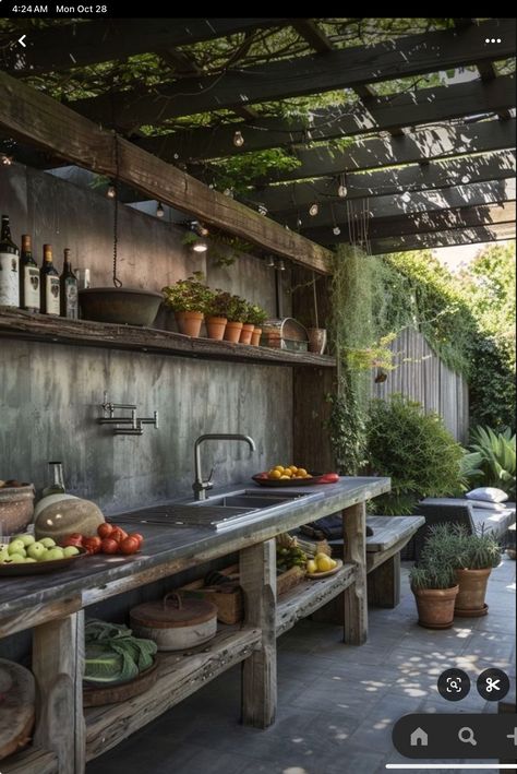 Elegant Balcony, Rustic Outdoor Kitchens, Outdoor Kitchen Design Ideas, Outdoor Bbq Area, Outdoor Decoration Ideas, Barn Kitchen, Outdoor Kitchen Plans, Boho Outdoor, Backyard Kitchen