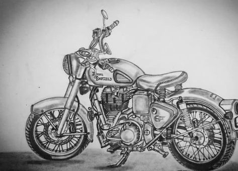 Royal enfilder Royal Bike, Bullet Drawing, Funny Small Tattoos, Classic 350 Royal Enfield, Royal People, Bullet Bike Royal Enfield, Bike Tattoos, Motorcycle Drawing, Bike Drawing