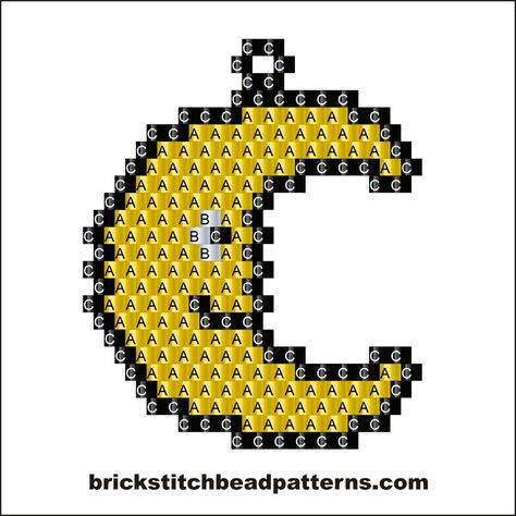 Brick Stitch Bead Patterns Journal: Crescent Moon Halloween Free Brick Stitch Bead Pattern Seed Bead Halloween, Stitch Bead Pattern, Pony Bead Projects, Seed Bead Art, Miyuki Beads Pattern, Pony Bead Crafts, Moon Halloween, Halloween Beads, Beading Patterns Free