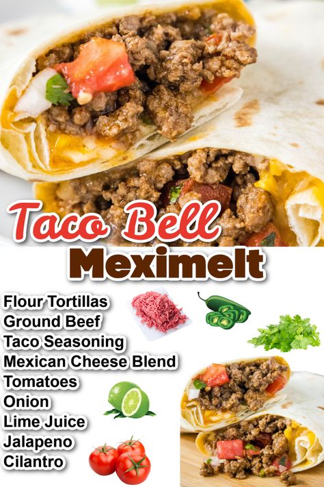 Remember the Meximelt from... - Dinners, Dishes and Desserts | Facebook Taco Bell Meximelt Recipe, Taco Bell Meximelt, Rv Snacks, Mexican Bowls, Mexican Sides, Brenda Gantt Recipes, Copycat Taco Bell, Ground Beef Taco Seasoning, Taco Bell Recipes