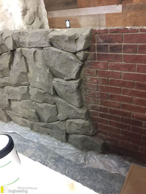 How To Make Artificial Rocks For Wall | Engineering Discoveries Fake Rock Wall, Faux Rock Walls, Pond Deck, Fake Stone Wall, Diy Stone Wall, Artificial Stone Wall, Kleiner Pool Design, Faux Stone Walls, Artificial Rocks