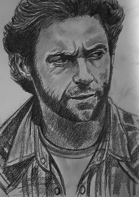 Grafite Hugh Jackman Drawing, Wolverine Drawing Sketches, Wolverine Art Sketches, Hugh Jackman Art, Logan Drawing, Logan Sketch, Facial Features Drawing, Wolverine Painting, Wolverine Drawing