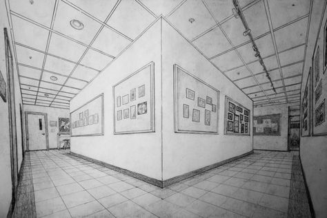 2 Point Perspective Drawing, 3 Point Perspective, 1 Point Perspective, School Hallway, Perspective Sketch, Perspective Drawing Architecture, Architecture Drawing Plan, Perspective Drawing Lessons, Drawing Interior