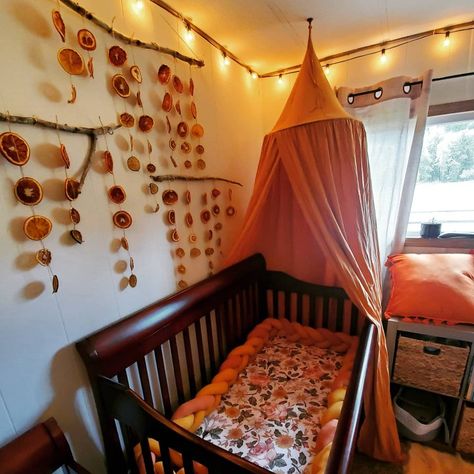 Dark Orange Nursery, Fall Theme Nursery, Orange Theme Nursery, Light Orange Nursery, Orange Themed Nursery, 70s Themed Nursery, Hippie Nursery Ideas, 70s Baby Nursery, 70s Nursery Theme