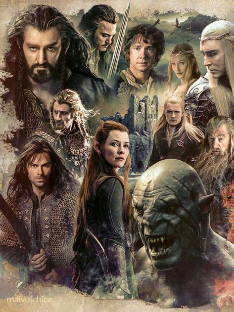 Battle Of The Five Armies, Movie Collage, The Hobbit Movies, Desolation Of Smaug, Lotr Art, Thorin Oakenshield, Bilbo Baggins, Tauriel, Film Disney