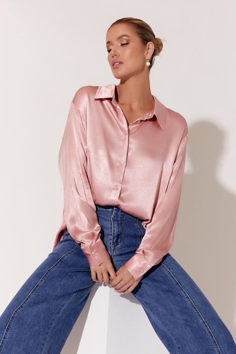 Brooklyn Satin Shirt (Pink) - 8 Autumn Capsule Wardrobe, Summer Capsule, Summer Capsule Wardrobe, Satin Shirt, European Summer, Style Mistakes, Pink Satin, Capsule Wardrobe, Pretty In Pink