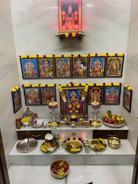 Devotional Room Designs, South Indian Pooja Room Ideas, Pooja Room Ideas Indian Traditional, Small Pooja Room Ideas, Puja Room Design Indian, Pooja Room Ideas Indian, Pooja Door Design, Indian Room Decor, Best Home Interior Design