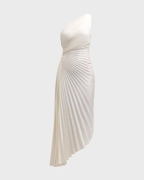 T3RF0 A.L.C. Delfina Pleated Long Asymmetric One-Shoulder Dress Best Designer Dresses, Cocktail Hour, Wedding Season, Neiman Marcus, One Shoulder Dress, Date Night, Designer Dresses, Shoulder Dress, One Shoulder