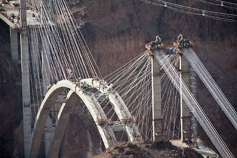 The Hoover Dam bypass is a civil engineering marvel | My Desultory Blog Hoover Dam Bridge, Hoover Dam Construction, Bridge Structure, Bridge Construction, Las Vegas Vacation, Lake Mead, Hoover Dam, Travel Tags, Rock Face