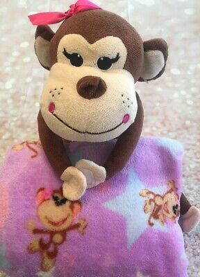 Purple Monkey Throw Blanket w Stars 30x40 Plush Brown Stuffed Animal Set Dream  | eBay Brown Stuffed Animal, Monkey Stuffed Animal Aesthetic, Pink Monkey Bed Sheets, Kawaii Purple Blankets, Monkey Blanket, Monkey Stuffed Animal, Nursery Blanket, Vintage Stuffed Animals Light Purple Bear 1998, Pet Pigs