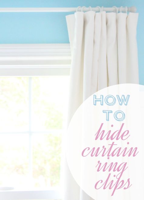 Ikea Merete curtains, "lined" and hung from ring clips that are hidden for a more finished look. | Shine Your Light Hang Curtains With Clips, Curtains With Clips, Curtain Ring Clips, Curtain Tutorial, Diy Curtain Rods, Curtain Ring, Curtain Rings With Clips, Ikea Curtains, Tab Curtains