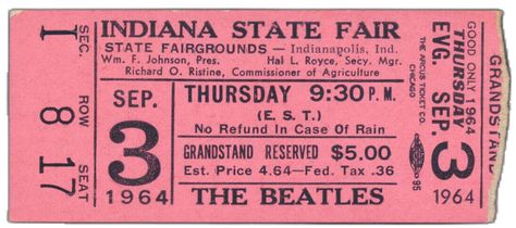 Illusions Aesthetic, Barbie Ticket, Beatles Ticket, Vintage Concert Ticket, Beatles Concert, Pink Photo Wall, Pink Tickets, Airpod Max Case, Indiana State Fair