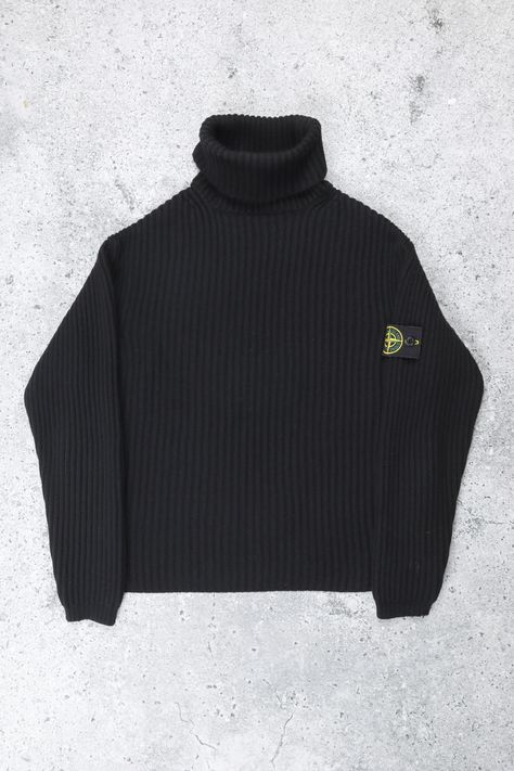 Stone Island AW01 Stone Island Ribbed Wool Turtleneck Sweater | Grailed Stone Island Sweater, Italian Designers, Wool Turtleneck Sweater, Men's Tops, Wool Turtleneck, Stone Design, Stone Island, Turtleneck Sweater, Montreal